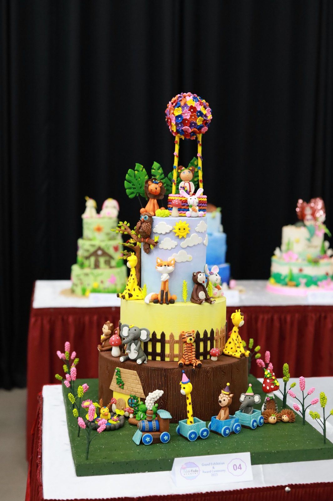 Winning birthday cake — hand-made sugar animals