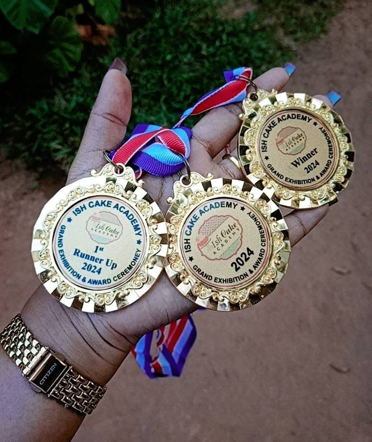 Malsha's medals from the Ish Cake Academy exhibition