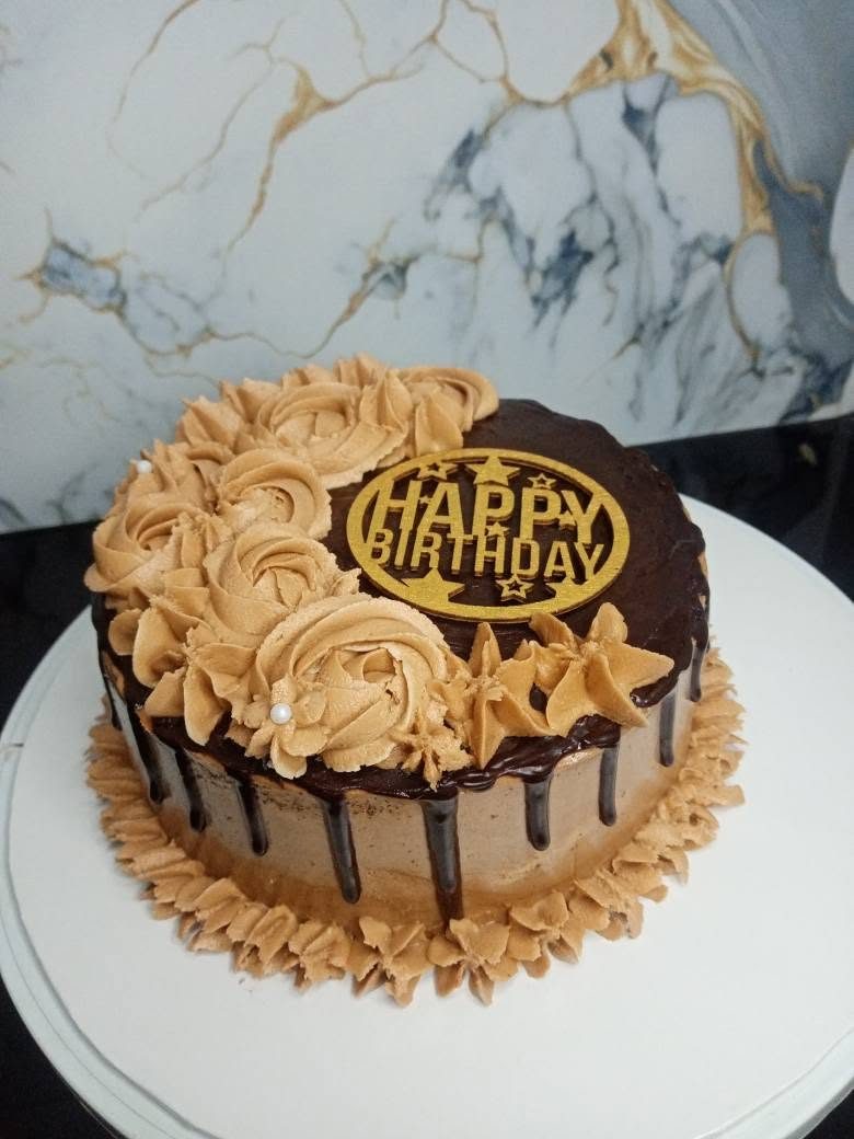 Coffee buttercream birthday cake