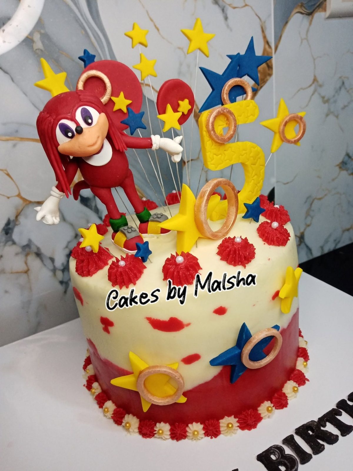 Knuckles-themed 5th birthday cake