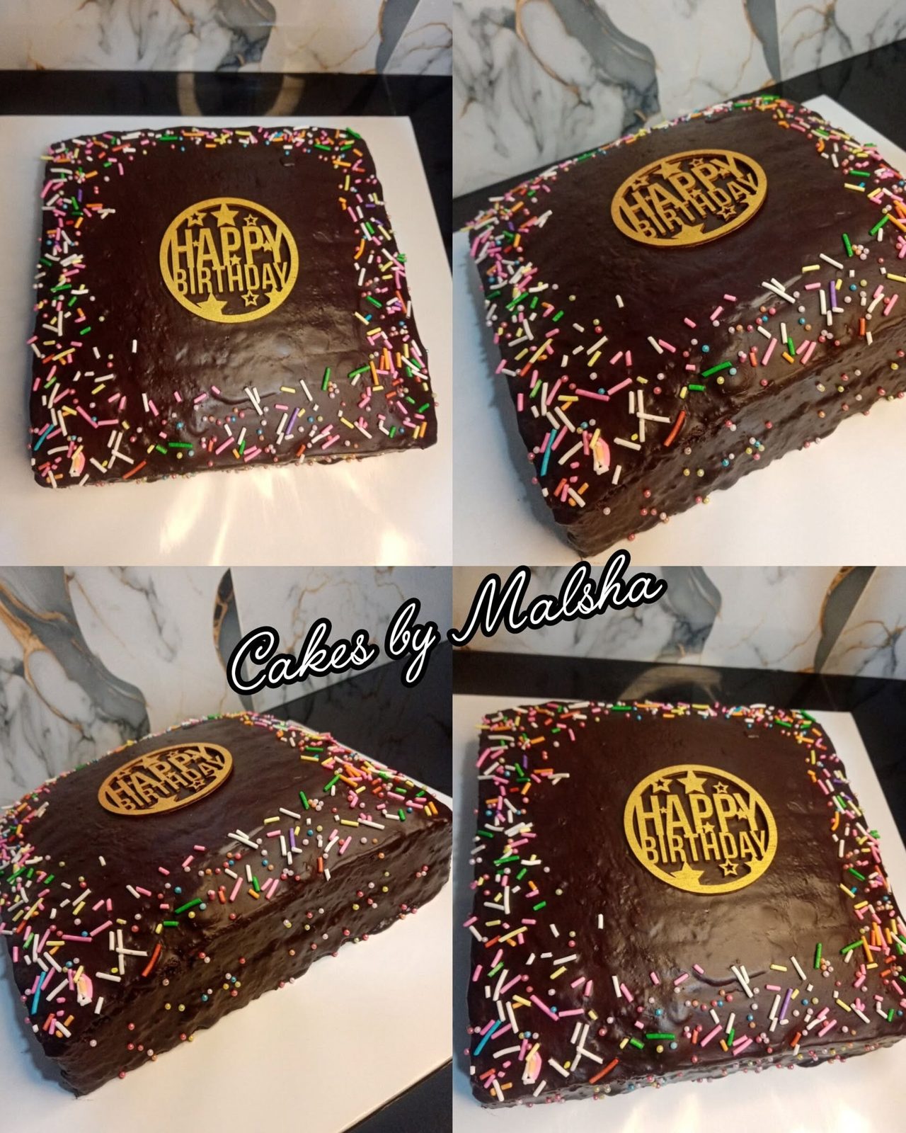 Chocolate cake squares with sprinkles